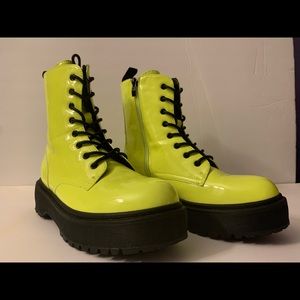 Neon Yellow Combat boots